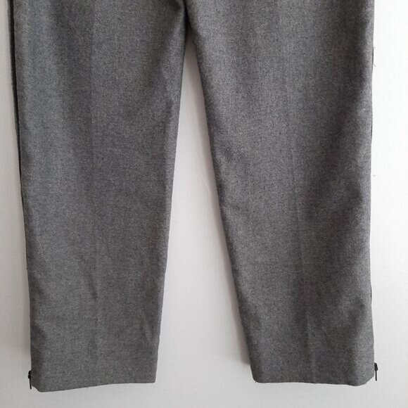 Diane von Furstenberg DVF / Ellis Leather Trim Waist High Rise Gray Trousers 4 - Picture 15 of 16